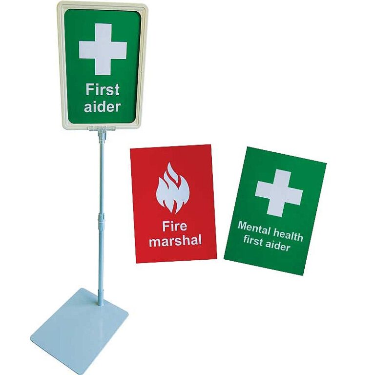 First Aid & Fire Desk Signs – Set of 3 High-Visibility Signs